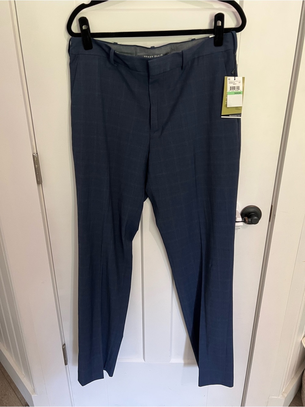 Perry Ellis Men's Blue Check Dress Pants
